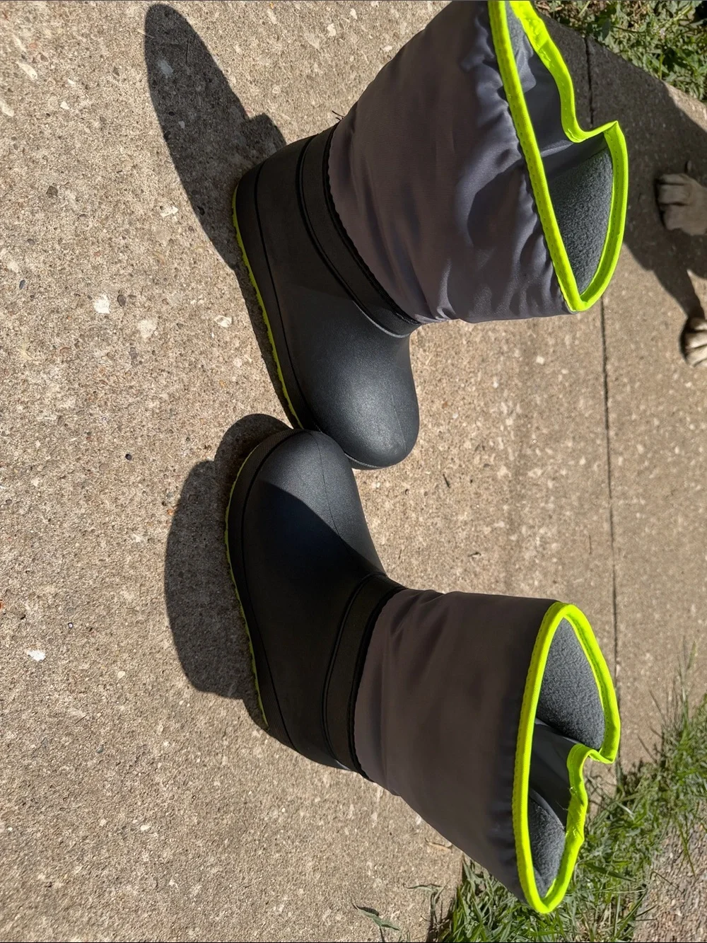 Ozark Trail Kids Gray and Neon Yellow Rain & Snow Boots